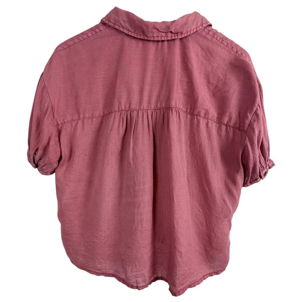 pilcro by anthropologie 100% linen button down beachcore rose women's top xs - Picture 3 of 9